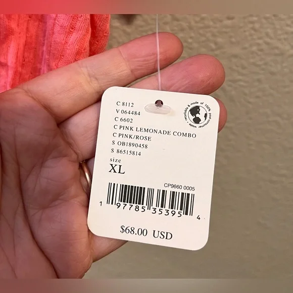 Free People Sarafina Top Boho Cottage Core Embroidered Flutter Crop Pink XL - Picture 14 of 15